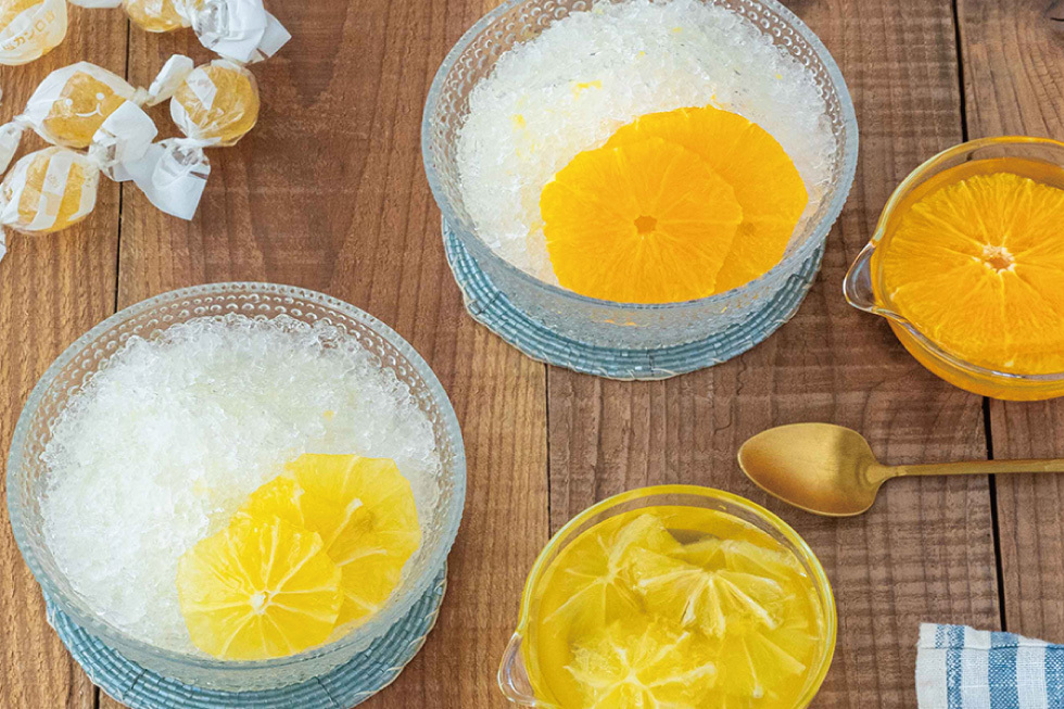 塩レモン＆塩オレンジシロップのかき氷